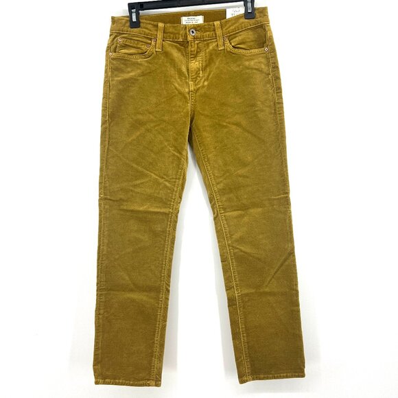 NWT Principle Denim Mustard Velour Optimist Mid-Rise Crop Pants Women's 28 - Picture 1 of 10